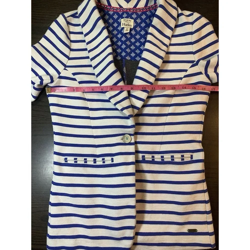 Hatley Nautical Striped Jacket Blazer Womens Small‎ Stretch Preppy Country Club